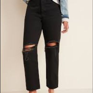 SkyHi Straight Hidden Button-Fly Rigid Black Jeans